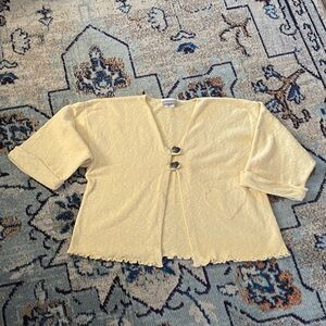 Coldwater Creek Pale Yellow Women’s ' Knit Cardigan with Heart Detail